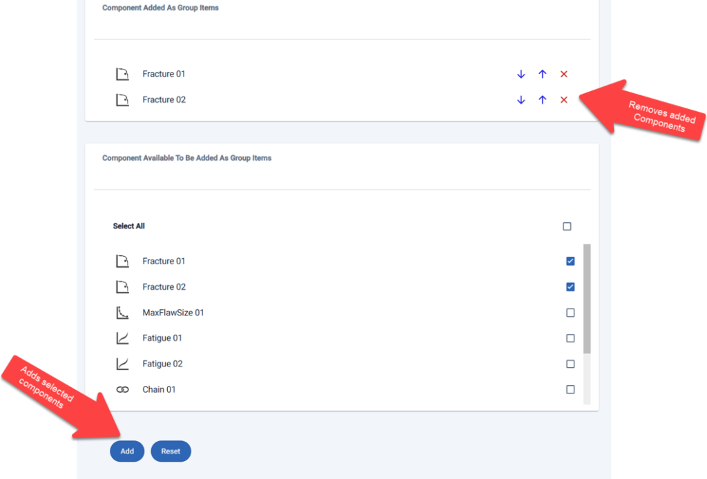 How to add available components to a Material ECA Group component