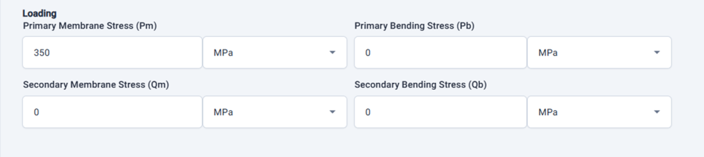Material ECA Tearing component Loading Input and Options